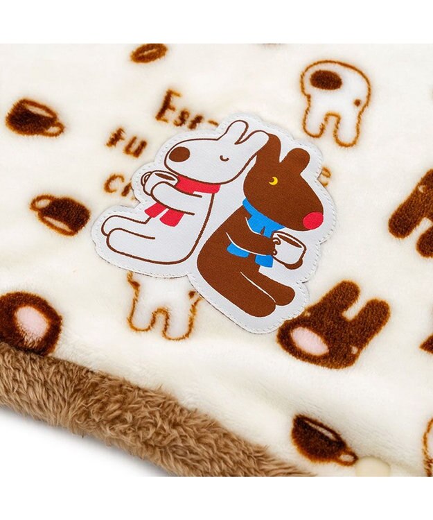 PET PARADISE リサとガスパール 着る毛布 《カフェ柄》 小型犬 ホワイト×ブラウン