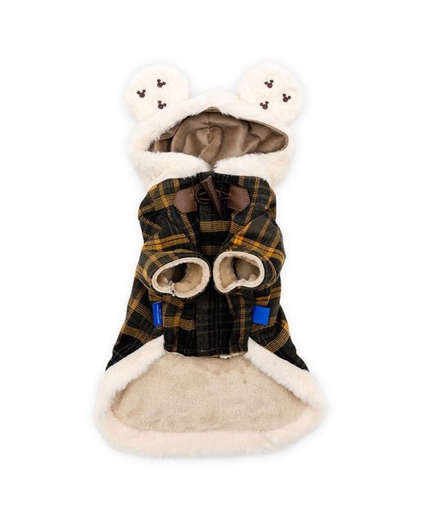 PET PARADISE ディズニー ミッキーマウス チェックコート 小型犬 カーキ×ホワイト