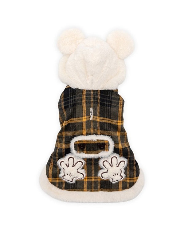 PET PARADISE ディズニー ミッキーマウス チェックコート 小型犬 カーキ×ホワイト
