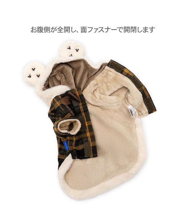 PET PARADISE ディズニー ミッキーマウス チェックコート 小型犬 カーキ×ホワイト
