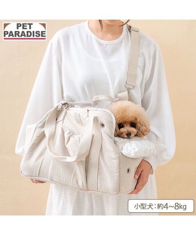 PET PARADISE ペットパラダイス ナチュラル リネンコットン キャリーバッグ M 小型犬 ライトベージュ