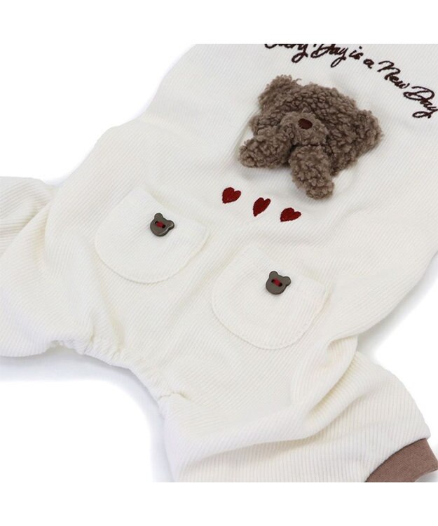 PET PARADISE ペットパラダイス ペティヒート プレミアム ロンパース くま 小型犬 ホワイト