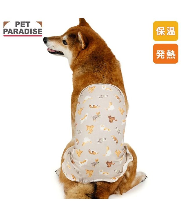 PET PARADISE ペットパラダイス makokoro ペティヒート 腹巻 《犬柄》 中型犬 大型犬 グレイッシュベージュ