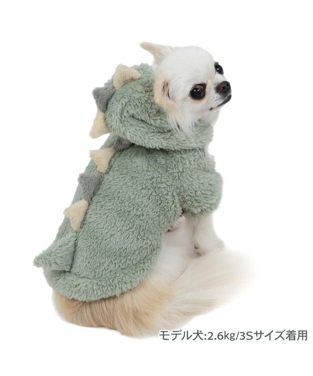 PET PARADISE ペットパラダイス 恐竜もこボアパーカー   超小型犬 小型犬 グリーン