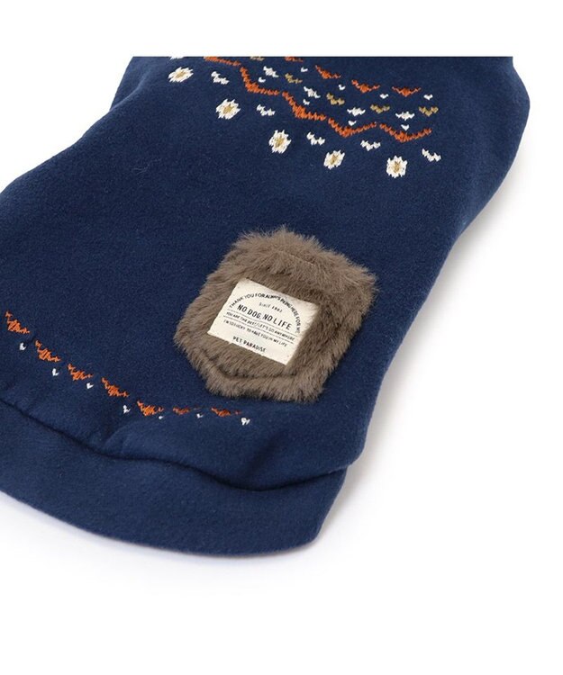 PET PARADISE ペットパラダイス ペティヒートDAN ハイネックTシャツ 《ノルディック柄》 中型犬 紺（ネイビー・インディゴ）