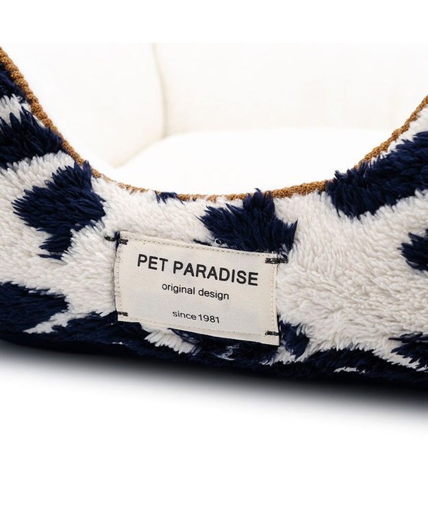 PET PARADISE ペットパラダイス 四角 カドラー 《カントリー柄》 Ｍ ホワイト×ネイビー