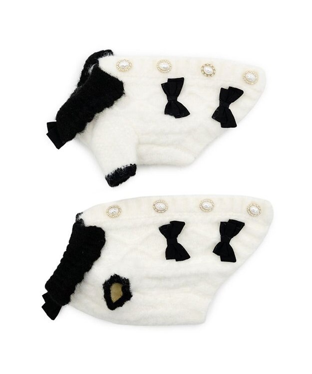 PET PARADISE cherircouture リボンニット 小型犬 ホワイト×ブラック