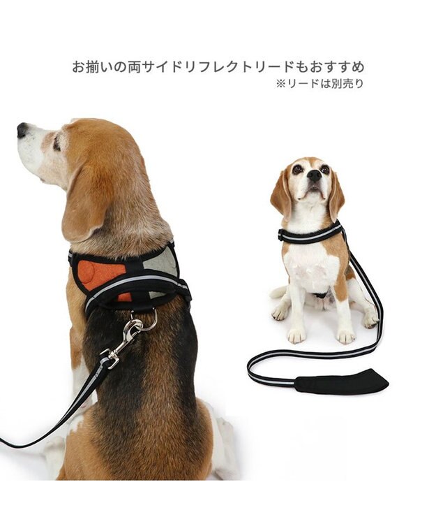 PET PARADISE ヘッドインハーネス  【SM】 オレンジ / ブルー 【中型犬】 オレンジ×グレー