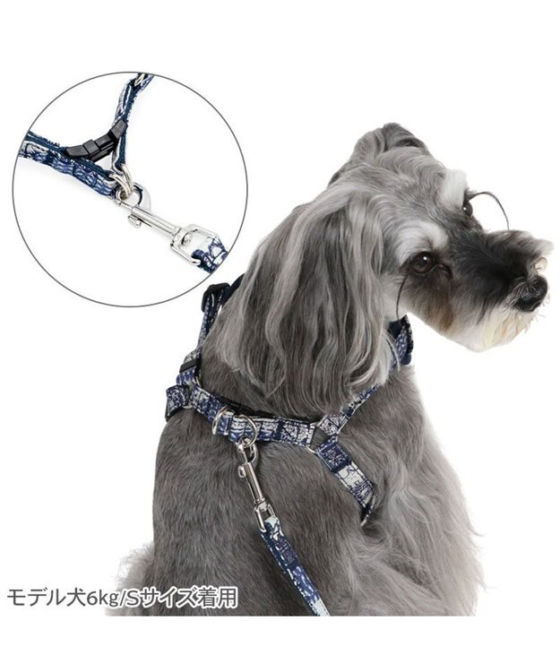 PET PARADISE J.PRESS ペイズリー ハーネス＆リード ＳＳ 小型犬 ネイビー