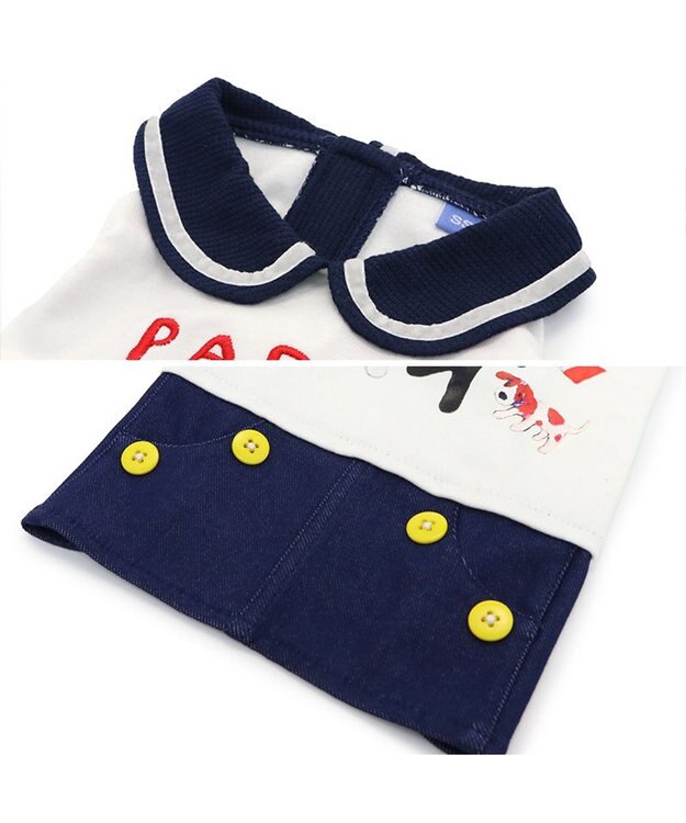 PET PARADISE リサとガスパール 丸襟 スカートつなぎ 小型犬 ホワイト