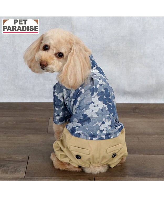 PET PARADISE J.PRESS ジャガード パンツつなぎ 小型犬 グレー×ベージュ