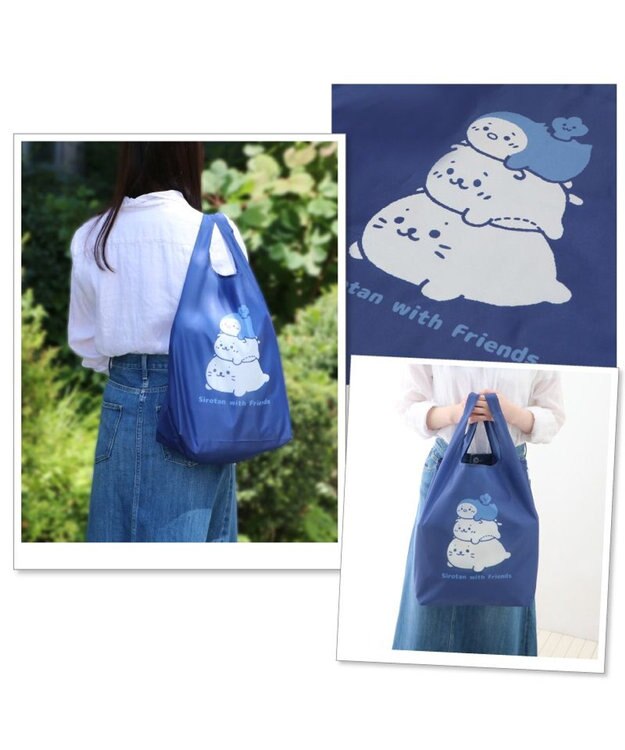 ママたん しろたん らっこいぬ らむね ポケット付きエコバッグ 《お友達と