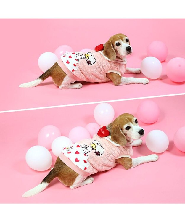 PET PARADISE スヌーピー ポケット付きベスト 《ハート柄》 中型犬 ピンク（濃）