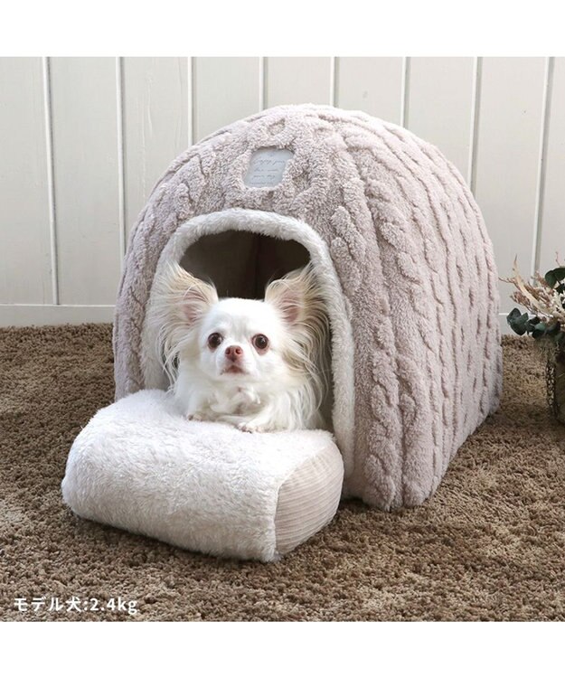 PET PARADISE ペットパラダイス 遠赤外線 ボアハウス 《アラン柄》  38×40cm ベージュ
