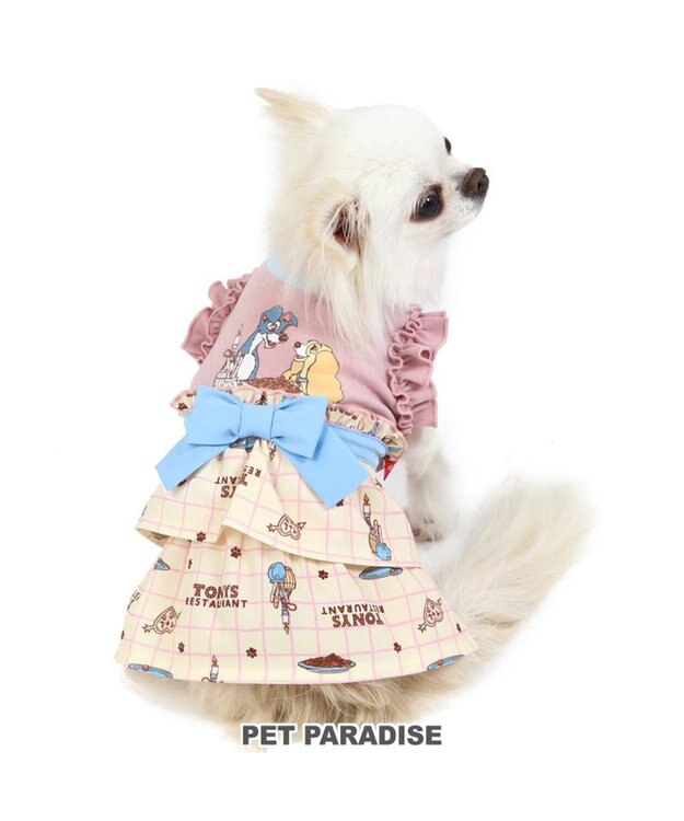 PET PARADISE 犬の服 犬 ディズニー わんわん物語 ワンピース 【小型犬】 パスタ柄 ピンク（淡）