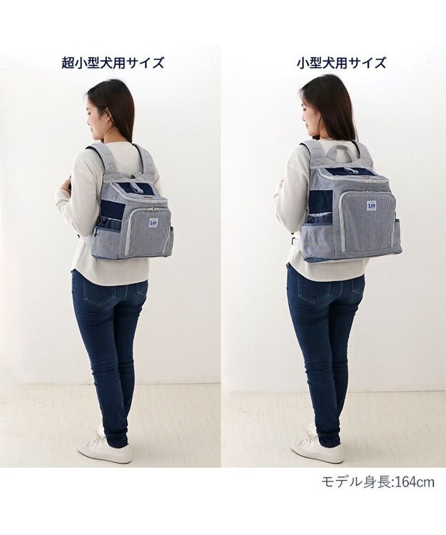 PET PARADISE Ｌｅｅ ハグ＆リュック  キャリーバッグ 《ヒッコリー柄》 M 小型犬 グレー
