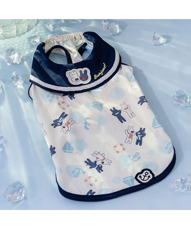 PET PARADISE リサとガスパール 接触冷感 タンクトップ 《マリン柄》 中型犬 大型犬 ホワイト×ネイビー