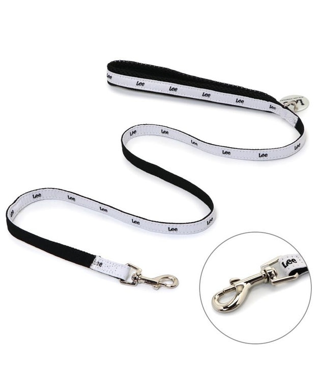 PET PARADISE Lee ロゴチャーム付き リード 4S~3S 小型犬 ホワイト×ブラック