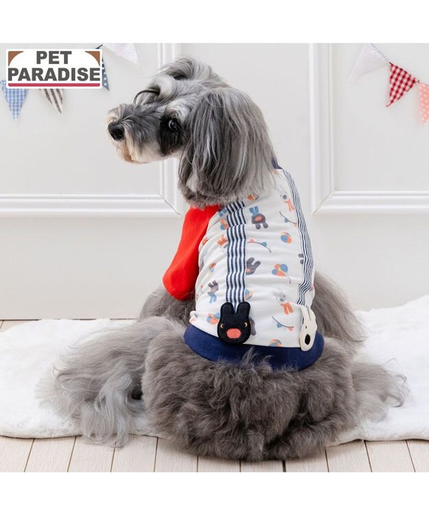 PET PARADISE リサとガスパール Ｔシャツ 《二人飛び柄》 小型犬 ホワイト×ネイビー