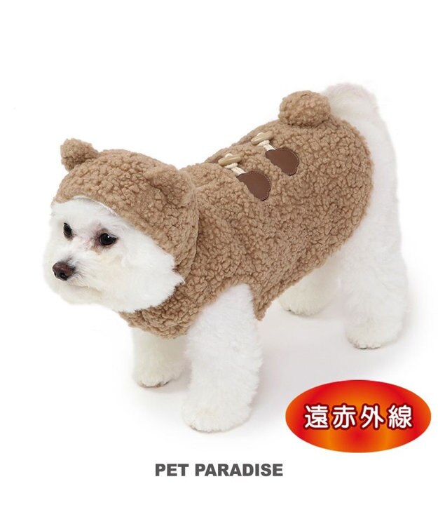 PET PARADISE ペットパラダイス くまちゃん 遠赤外線 綿入ベスト 《チェック柄》小型犬 茶