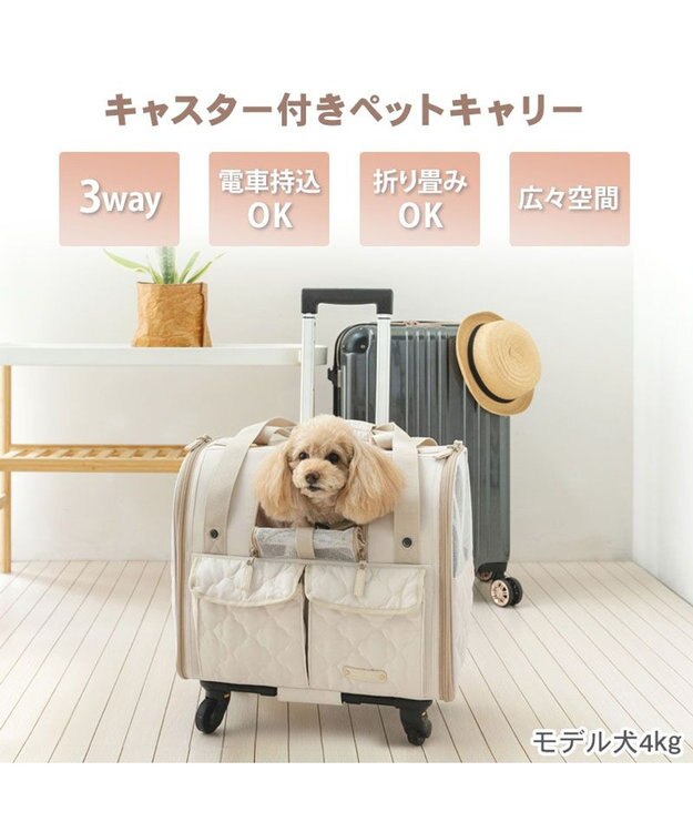 PET PARADISE ペットパラダイス キャスター付き ナチュラル 折り畳みキャリー ベージュ