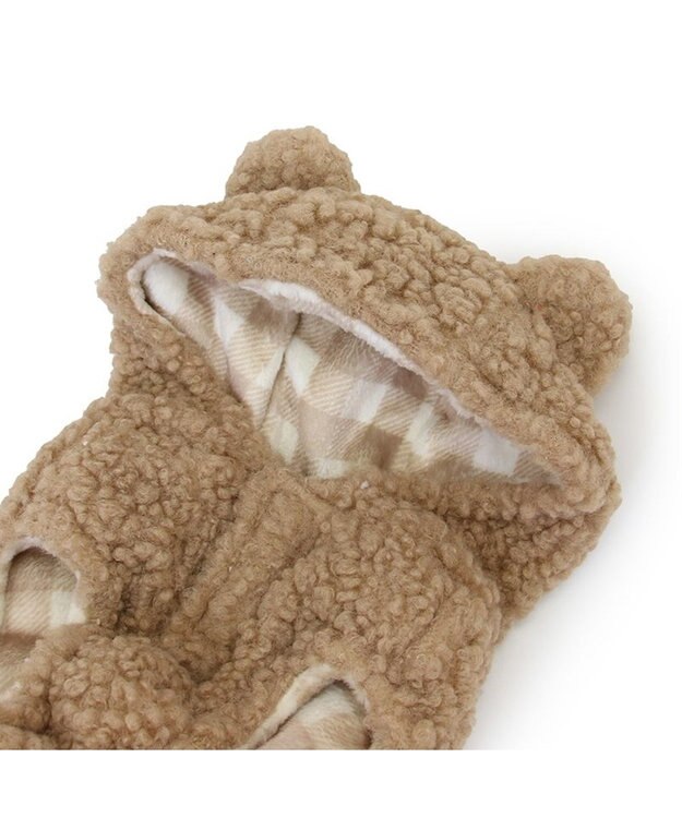 PET PARADISE ペットパラダイス くまちゃん 遠赤外線 綿入ベスト 《チェック柄》小型犬 茶