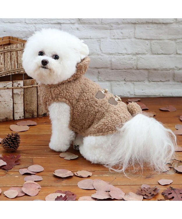 PET PARADISE ペットパラダイス くまちゃん 遠赤外線 綿入ベスト 《チェック柄》小型犬 茶