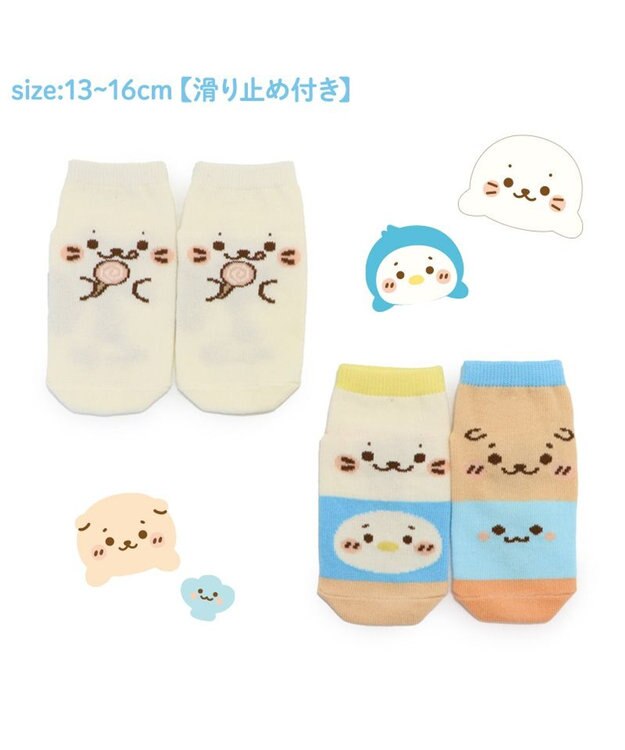 Mother garden しろたん スニーカー丈ソックス 2足セット 13～16cm 《顔ぼんキャンディー/お友達カラフル 》 顔ぼんキャンディー/お友達カラフル