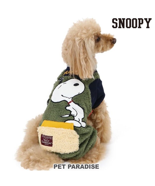 PET PARADISE 犬 服 秋冬 スヌーピー ボア パンツ つなぎ 【小型犬】 アップリケ カーキ カーキ