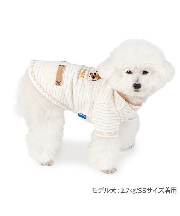 PET PARADISE ディズニー チップとデール サーモキープ お顔Tシャツ 小型犬 ホワイト×ブラウン