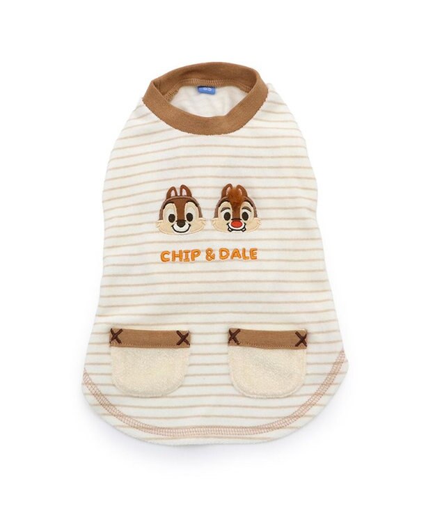 PET PARADISE ディズニー チップとデール サーモキープ お顔Tシャツ 小型犬 ホワイト×ブラウン