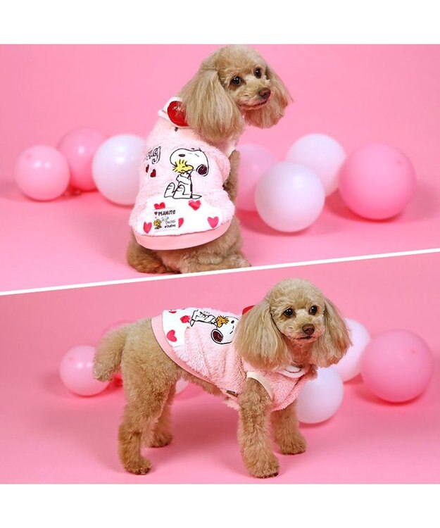 PET PARADISE スヌーピー ポケット付きベスト 《ハート柄》 小型犬 ピンク（濃）