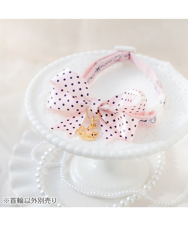 PET PARADISE ディズニー マリー ドットリボン 首輪 S / M ライトピンク