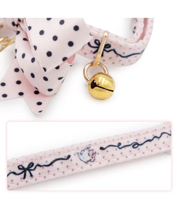 PET PARADISE ディズニー マリー ドットリボン 首輪 S / M ライトピンク