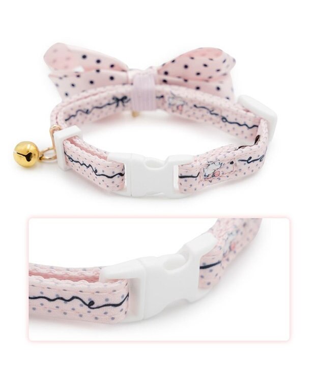 PET PARADISE ディズニー マリー ドットリボン 首輪 S / M ライトピンク