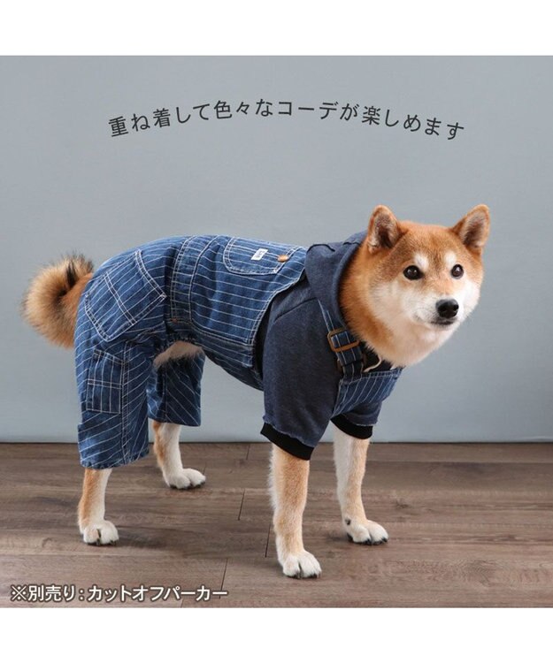 Lee ストライプオーバーオール ネイビー Lee ストライプ オーバーオール 中型犬 大型犬 / PET PARADISE