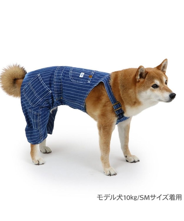 PET PARADISE Lee ストライプ オーバーオール 中型犬 大型犬 インディゴブルー