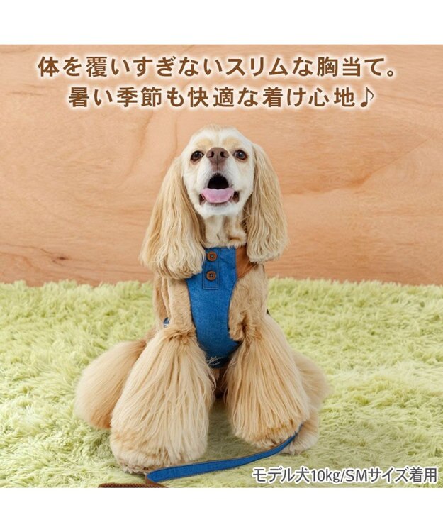 PET PARADISE ペットパラダイス スリム ハーネス＆リード 《デニム》 ＳＭ 中型犬 ネイビー