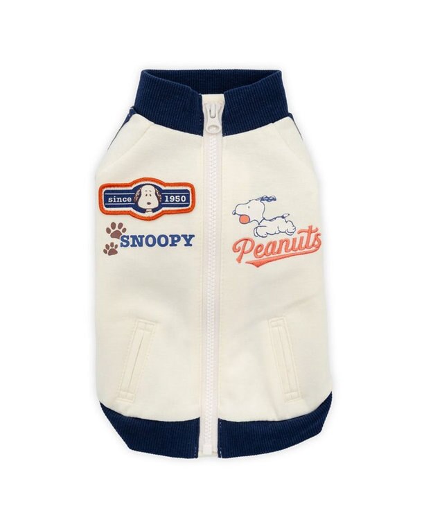 PET PARADISE スヌーピー トラックジップ トレーナー 中型犬 大型犬 ホワイト×ネイビー