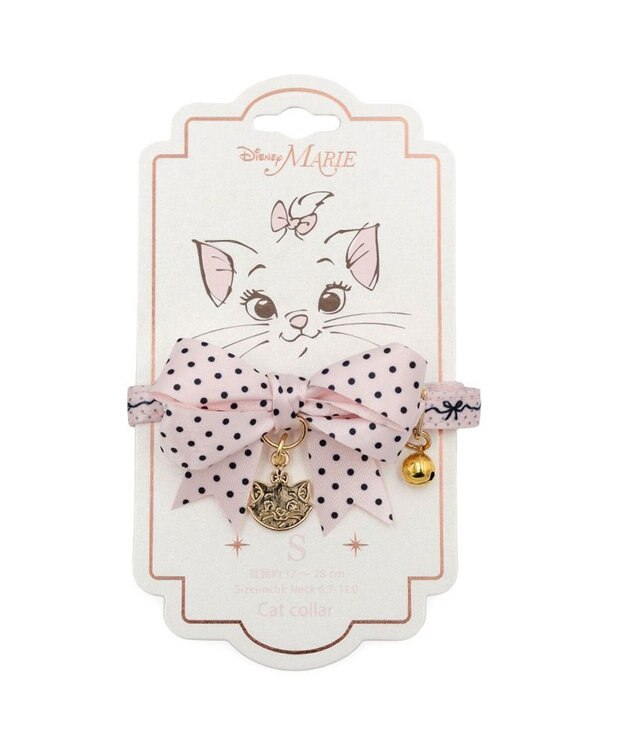 PET PARADISE ディズニー マリー ドットリボン 首輪 S / M ライトピンク