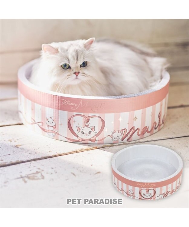 PET PARADISE  ディズニー マリー 丸型 猫爪とぎ ダンボール 《帽子箱風》 帽子箱風