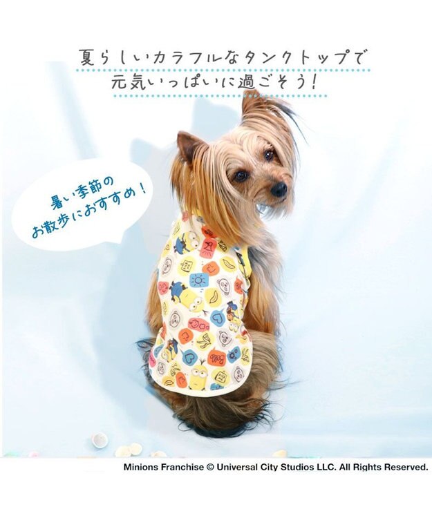 PET PARADISE 犬の服 春夏 ひんやり クール 接触冷感 虫除け ミニオン  ふきだし柄 タンクトップ 【小型犬】 マルチカラー