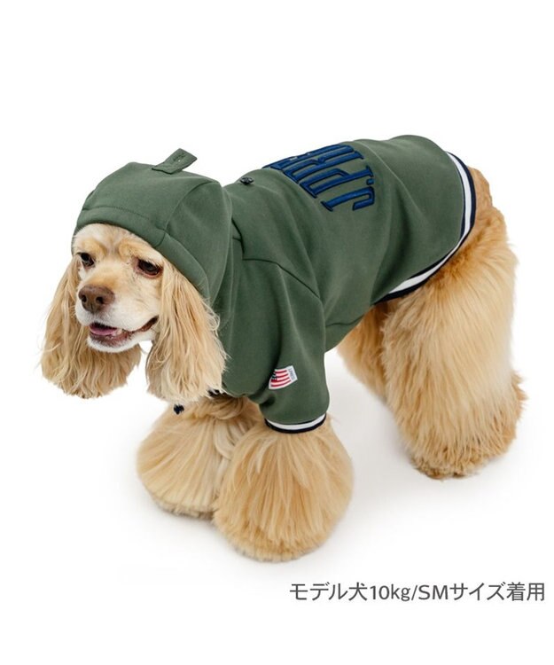PET PARADISE J.PRESS 立体刺繍パーカー  中型犬 グリーン