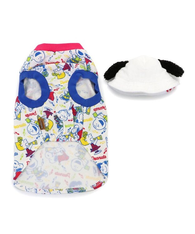 PET PARADISE スヌーピー バケットハット付き Tシャツ 小型犬 マルチカラー