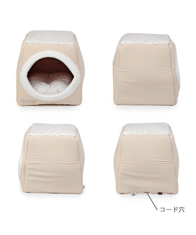 PET PARADISE 花柄 ２ｗａｙハウス カドラーベッド  (40×40cm) 白~オフホワイト