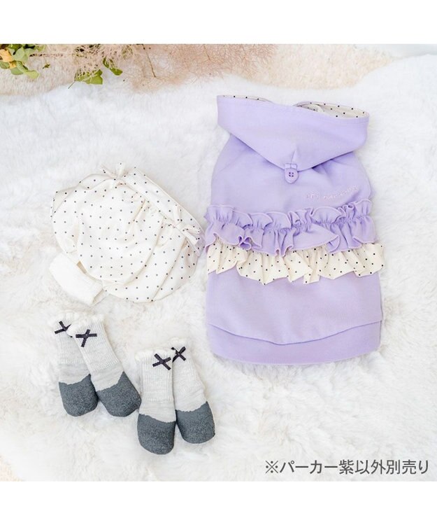 PET PARADISE ペットパラダイス ドット柄 フード付パーカー 《パープル》 小型犬 パープル