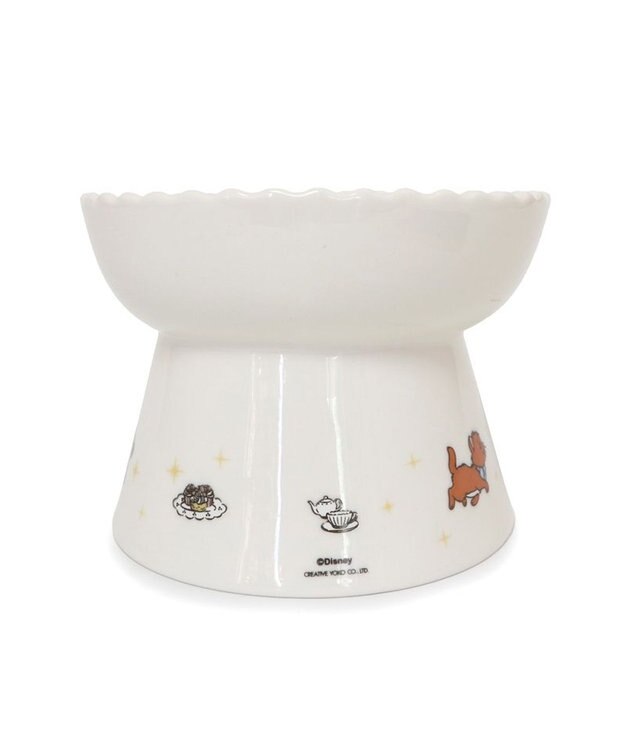 PET PARADISE ディズニー ３兄弟 猫 高さのあるえさ皿 ホワイト