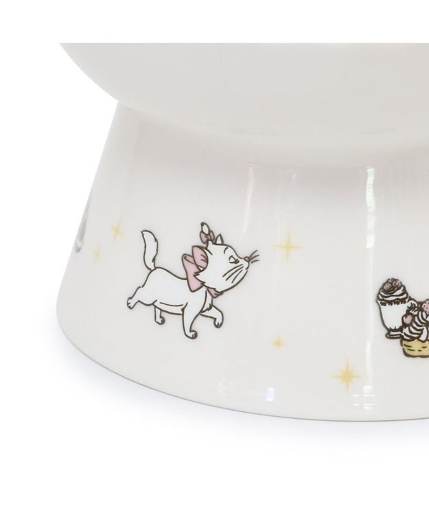 PET PARADISE ディズニー ３兄弟 猫 高さのあるえさ皿 ホワイト