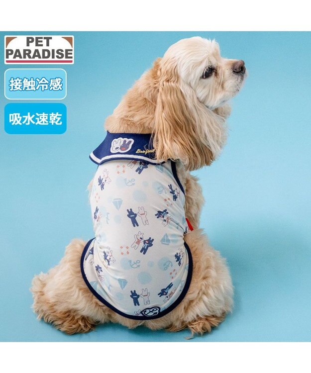 PET PARADISE リサとガスパール 接触冷感 タンクトップ 《マリン柄》 中型犬 大型犬 ホワイト×ネイビー