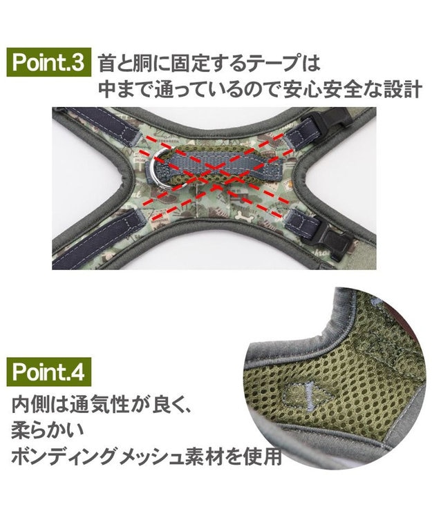 PET PARADISE ペットパラダイス やさしい ハーネス 迷彩 ３Ｓ 〔小型犬〕 カーキ